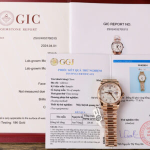 Đồng Hồ Rolex Day-Date 128235 Bọc Vàng Thật Mặt Số Thiên Thạch & Moissanite 36mm (1)