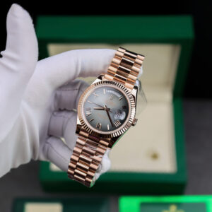 Đồng Hồ Rolex Day-Date 228235 Bọc Vàng 18K Mặt Xám Xưởng QF 189 Grams 40mm (10)