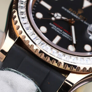Đồng Hồ Rolex Yacht Master 116655 Bọc Vàng Đính Moissanite Baguette 40mm (13)