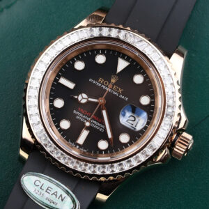 Đồng Hồ Rolex Yacht Master 116655 Bọc Vàng Đính Moissanite Baguette 40mm (13)