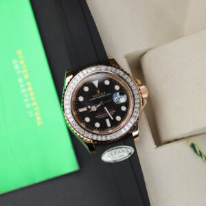 Đồng Hồ Rolex Yacht Master 116655 Bọc Vàng Đính Moissanite Baguette 40mm (13)