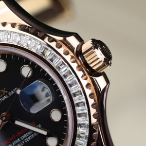 Đồng Hồ Rolex Yacht Master 116655 Bọc Vàng Đính Moissanite Baguette 40mm (13)