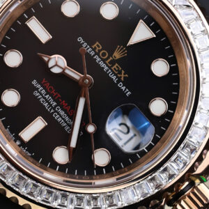 Đồng Hồ Rolex Yacht Master 116655 Bọc Vàng Đính Moissanite Baguette 40mm (13)