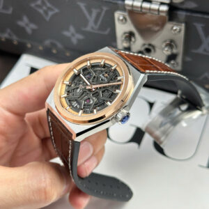 Đồng Hồ Zenith Defy Classic Skeleton Replica 11 Dây Da Màu Nâu Nhà Máy LF 41mm (9)