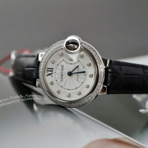 Đồng Hồ Cartier Ballon Nữ Đính Đá Mặt Tròn Màu Trắng Replica Nhà Máy AF 33mm (3)