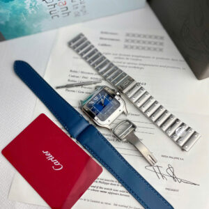 Đồng Hồ Cartier Santos de Cartier WSSA0030 Mặt Xanh Blue Nhà Máy BV (9)