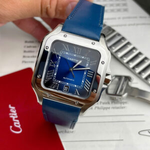 Đồng Hồ Cartier Santos de Cartier WSSA0030 Mặt Xanh Blue Nhà Máy BV (9)