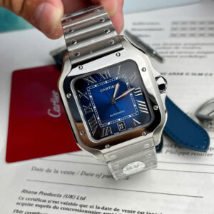 Đồng Hồ Cartier Santos de Cartier WSSA0030 Mặt Xanh Blue Nhà Máy BV (9)