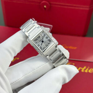 Đồng Hồ Cartier Tank Francaise Small Replica 1 1 Nữ Đính Đá Máy Pin (5)