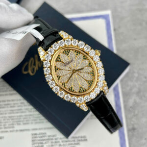 Đồng Hồ Chopard Happy Diamonds Bọc Vàng Đính Moissanite Hong Kong Chế Tác 34mm (4)