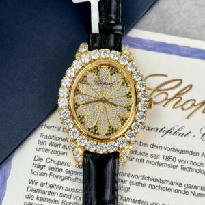 Đồng Hồ Chopard Happy Diamonds Bọc Vàng Đính Moissanite Hong Kong Chế Tác 34mm (4)