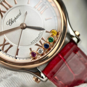 Đồng Hồ Chopard Happy Sport Mặt Số Đính Đá Màu Xanh Là Cây Replica 36mm (9)