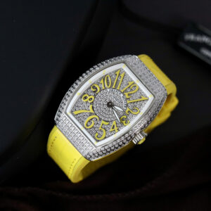 Đồng Hồ Franck Muller V32 Nữ Đính Full Đá Dây Cao Su Màu Vàng Nhà Máy ABF m (11)