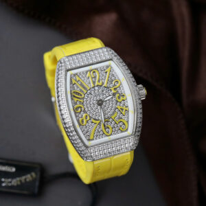 Đồng Hồ Franck Muller V32 Nữ Đính Full Đá Dây Cao Su Màu Vàng Nhà Máy ABF m (11)