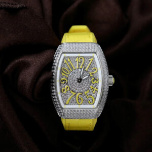 Đồng Hồ Franck Muller V32 Nữ Đính Full Đá Dây Cao Su Màu Vàng Nhà Máy ABF m (11)