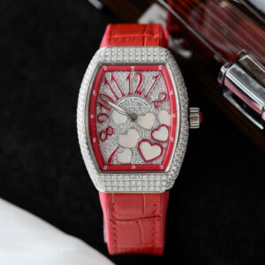 Đồng Hồ Franck Muller V32 Nữ Đính Full Kim Cương Nhân Tạo Moissanite Màu Đỏ 36mm (10)