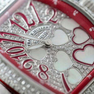 Đồng Hồ Franck Muller V32 Nữ Đính Full Kim Cương Nhân Tạo Moissanite Màu Đỏ 36mm (10)