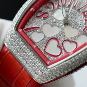Đồng Hồ Franck Muller V32 Nữ Đính Full Kim Cương Nhân Tạo Moissanite Màu Đỏ 36mm (10)
