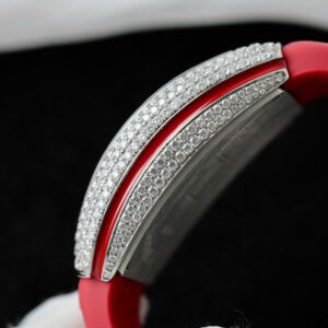Đồng Hồ Franck Muller V32 Nữ Đính Full Kim Cương Nhân Tạo Moissanite Màu Đỏ 36mm (10)
