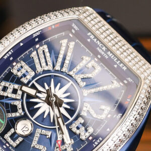 Đồng Hồ Franck Muller V45 Replica Nam Đính Đá Màu Xanh Dương Nhà Máy ABF 45mm (8)