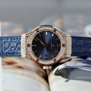 Đồng Hồ Hublot Classic Fusion King Gold Màu Xanh Blue Replica Nữ Xưởng HB 33mm (1)