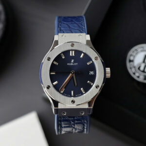 Đồng Hồ Hublot Classic Fusion Titanium Màu Xanh Blue Replica Nữ Nhà Máy HB 33mm (1)