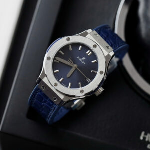 Đồng Hồ Hublot Classic Fusion Titanium Màu Xanh Blue Replica Nữ Nhà Máy HB 33mm (1)