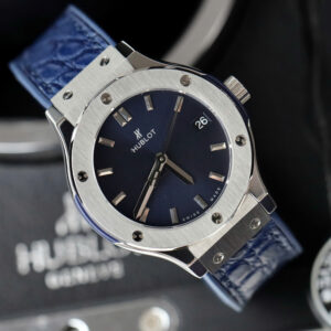 Đồng Hồ Hublot Classic Fusion Titanium Màu Xanh Blue Replica Nữ Nhà Máy HB 33mm (1)