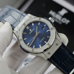 Đồng Hồ Hublot Classic Fusion Titanium Replica Màu Xanh Đính Kim Cương Moissanite 42mm (10)