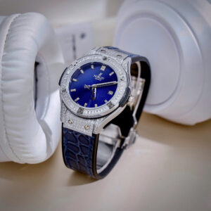 Đồng Hồ Nữ Hublot Đính Full Đá Màu Xanh Dương Máy Pin Nhật Giá Rẻ 33mm (9)