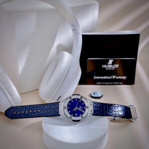 Đồng Hồ Nữ Hublot Đính Full Đá Màu Xanh Dương Máy Pin Nhật Giá Rẻ 33mm (9)
