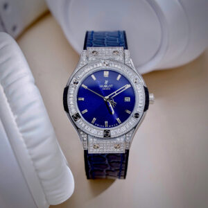 Đồng Hồ Nữ Hublot Đính Full Đá Màu Xanh Dương Máy Pin Nhật Giá Rẻ 33mm (9)