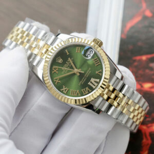 Đồng Hồ Nữ Rolex DateJust Replica Cao Cấp Mặt Xanh Lá Số La Mã Máy Thuỵ Sỹ 31mm (8)