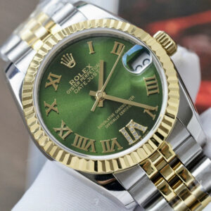 Đồng Hồ Nữ Rolex DateJust Replica Cao Cấp Mặt Xanh Lá Số La Mã Máy Thuỵ Sỹ 31mm (8)