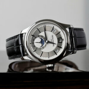 Đồng Hồ Patek Philippe Complications 5205G Replica 11 Mặt Trắng Dây Đen 40mm (1)