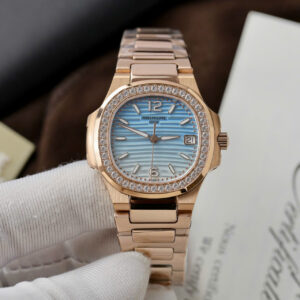 Đồng Hồ Patek Philippe Nautilus 7010R Mặt Xanh Dương Đính Đá Replica 32mm (1)