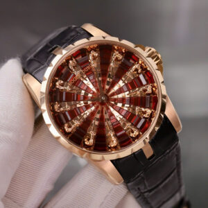 Đồng Hồ Roger Dubuis Excalibur Replica Cao Cấp Mặt Số Đỏ Dây Da ZF 45mm (3)