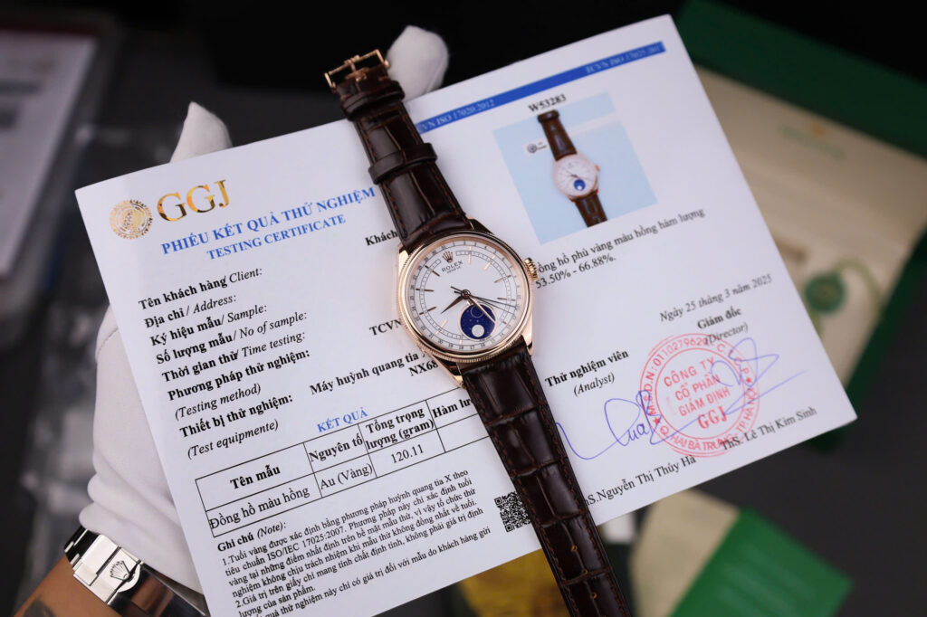 Đồng Hồ Rolex Cellini Moonphase 50535 Bọc Vàng Tinh Chỉnh Trọng Lượng 39mm (7)