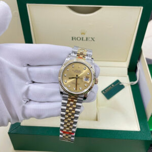Đồng Hồ Rolex DateJust 126233 Bọc Vàng Thật Mặt Số Vàng Champagne Đính Đá Xưởng GM 36mm (1)