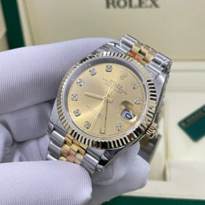 Đồng Hồ Rolex DateJust 126233 Bọc Vàng Thật Mặt Số Vàng Champagne Đính Đá Xưởng GM 36mm (1)