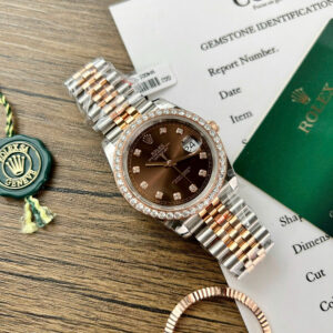 Đồng Hồ Rolex DateJust 126331 Đính Đá Moissanite Mặt Chocolate Nhà Máy Clean 41mm (1)