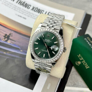 Đồng Hồ Rolex DateJust 126334 Replica Đính Đá Moissanite Mặt Xanh Lá Xưởng Clean 41mm (9)