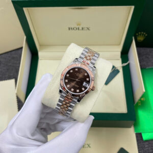 Đồng Hồ Rolex DateJust 278271 Bọc Vàng Thật Mặt Số Chocolate Cọc Số Đá Xưởng GM 31mm (9)