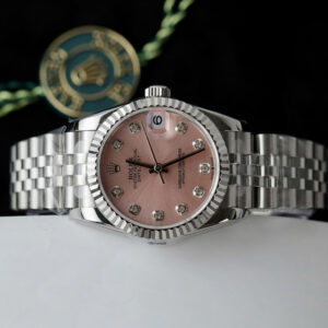 Đồng Hồ Rolex DateJust Nữ Dây Kim Loại Mặt Số Hồng Replica Cao Cấp 31mm (4)