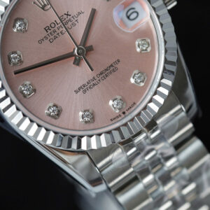 Đồng Hồ Rolex DateJust Nữ Dây Kim Loại Mặt Số Hồng Replica Cao Cấp 31mm (4)