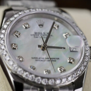 Đồng Hồ Rolex DateJust Nữ Đính Đá Mặt Số Xà Cừ Replica Cao Cấp 31mm (3)