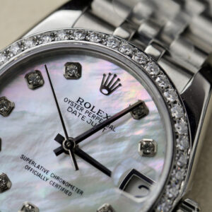 Đồng Hồ Rolex DateJust Nữ Đính Đá Mặt Số Xà Cừ Replica Cao Cấp 31mm (3)