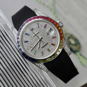 Đồng Hồ Rolex DateJust Rainbow Đính Full Đá Máy Thuỵ Sỹ Replica 41mm (5)