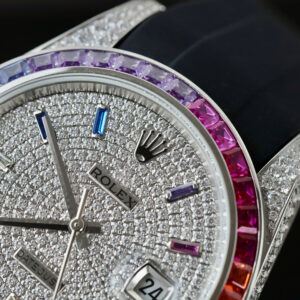 Đồng Hồ Rolex DateJust Rainbow Đính Full Đá Máy Thuỵ Sỹ Replica 41mm (5)