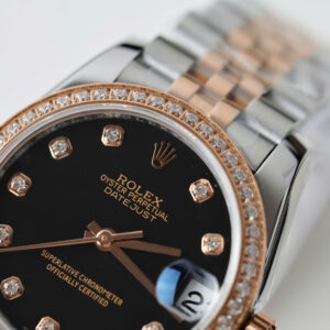 Đồng Hồ Rolex DateJust Replica Cao Cấp Nữ Mặt Số Đen Nhà Máy GS 31mm (8)